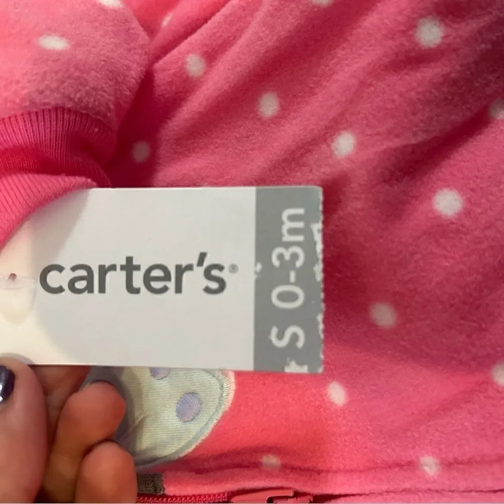 Carters pink polka dots butterfly sleep bag size small baby 0 to 3 months new